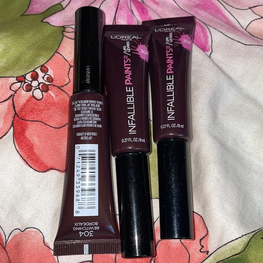 3 pcs BN Loreal Infallible Paint lipstick #304 Bewitching Bordeaux